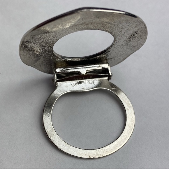 Vintage Lieba USA Round Star Scarf Clip Silver Tone Dress Clip Blouse Clip - Picture 5 of 8